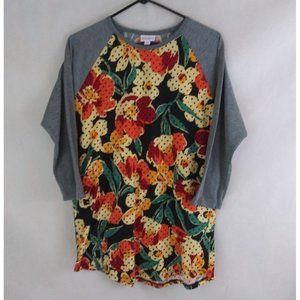 LuLaRoe Randy Floral With Solid Gray Sleeves Size Large